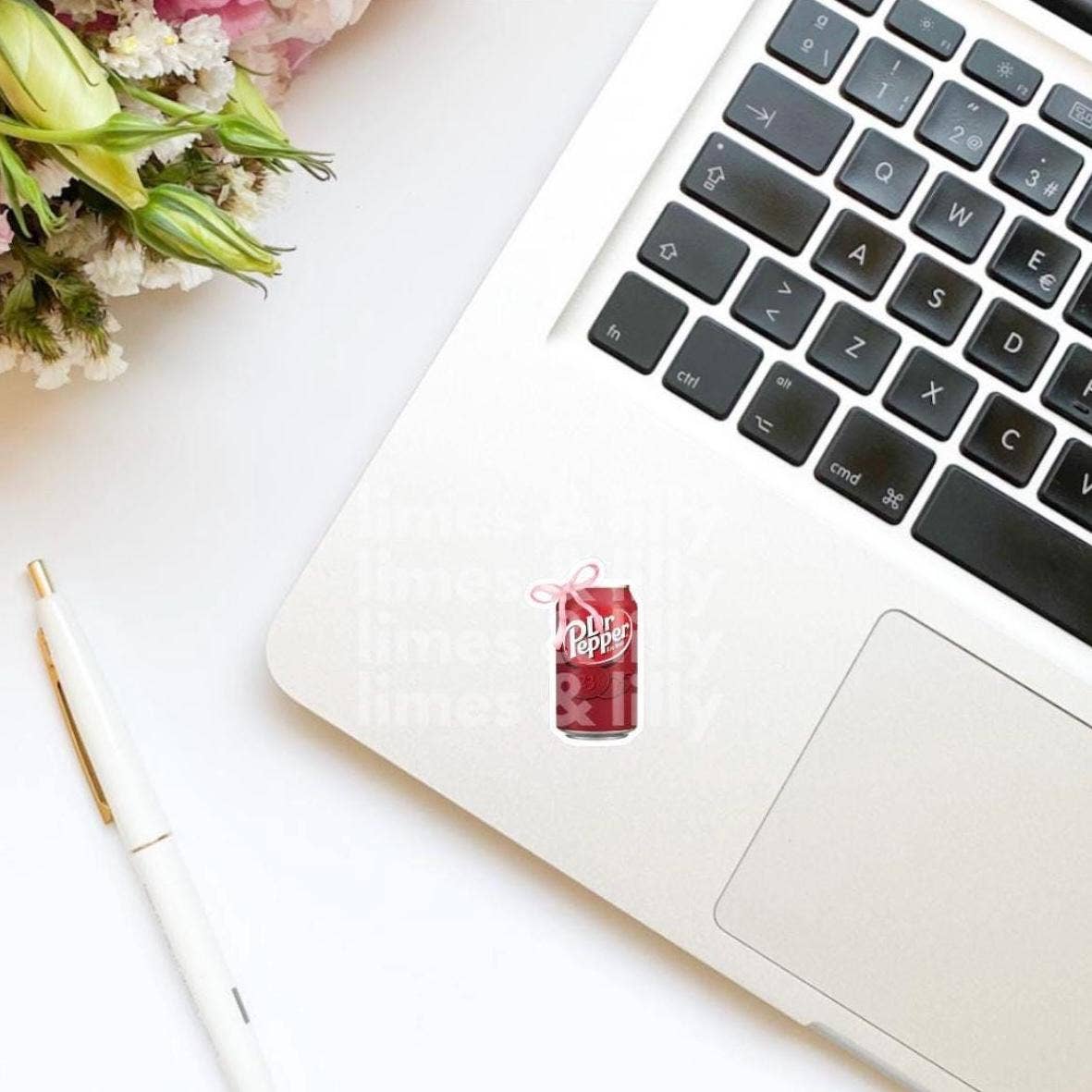 Soda Can Coquette Bow Vinyl Sticker | Soda Sticker | Girly