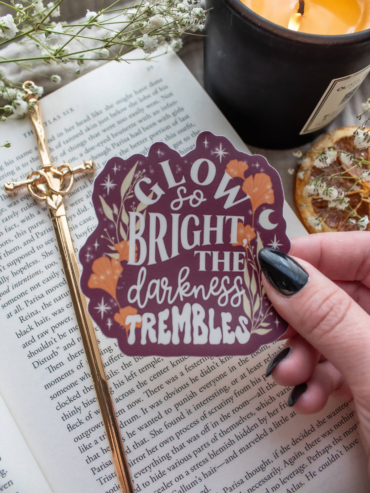 Glow So Bright Bookish Quote Sticker | Everflame