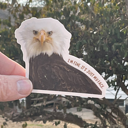 I'm Fine, It's Just My Face Eagle Funny 3" Vinyl Sticker
