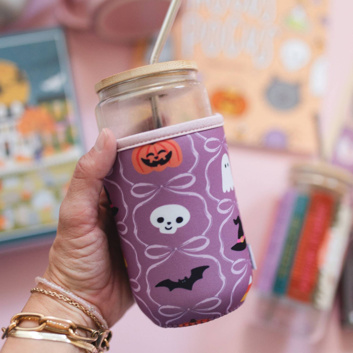 Spooky Cute Halloween & Bows Drink Sleeve