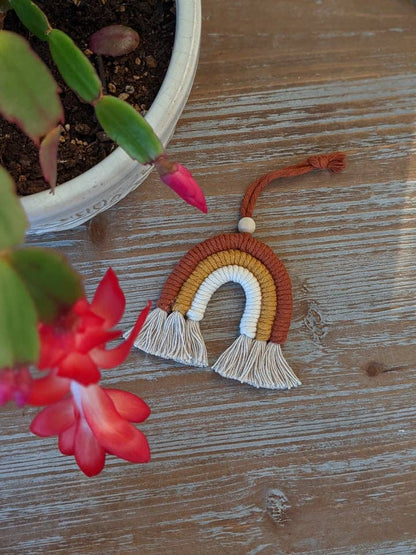 Macrame Rainbow Car Charm