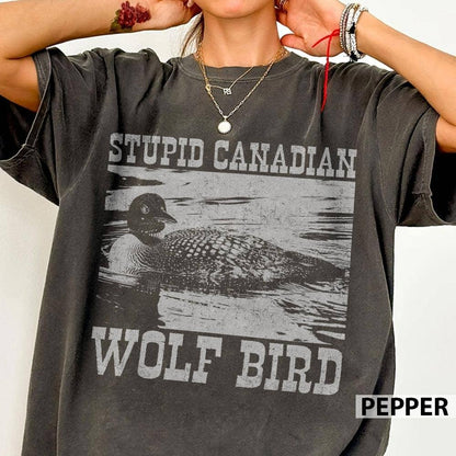 Stupid Canadian Wolf Bird Hollanov Comfort Colors Shirt