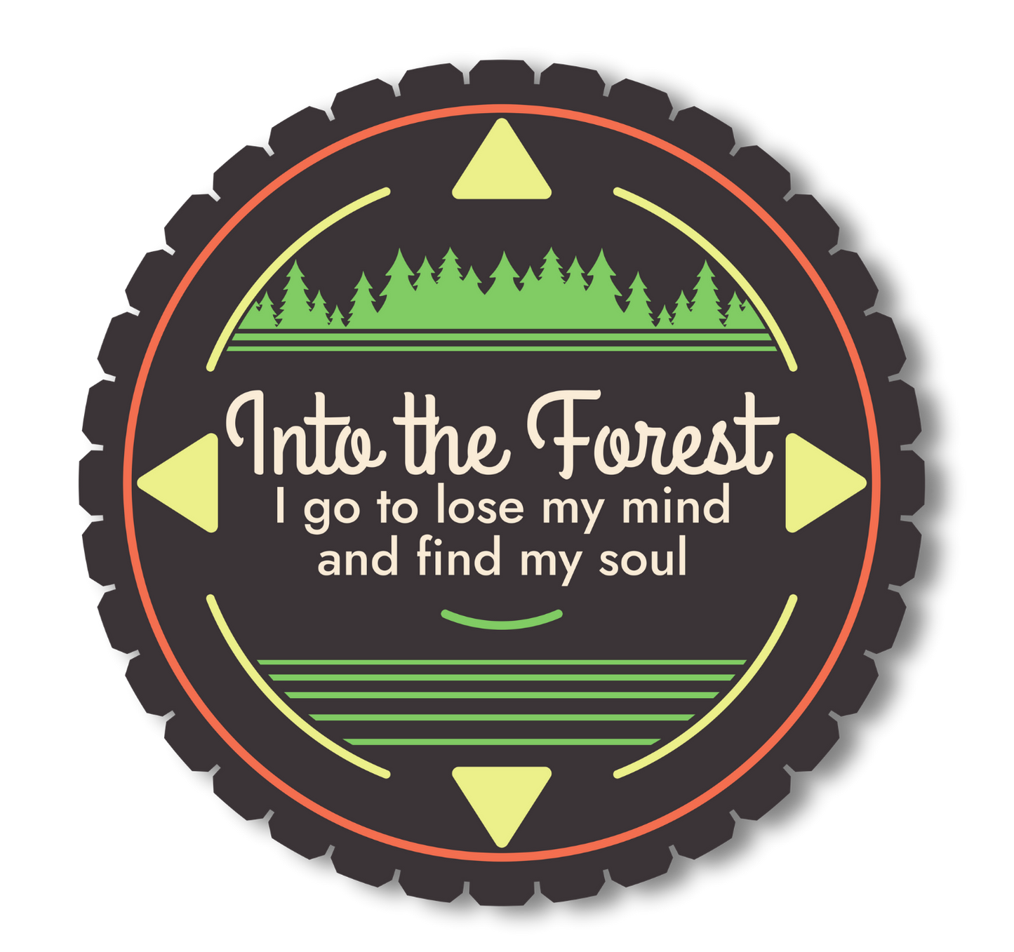 Into The Forest I Go Compass 3” Vinyl sticker