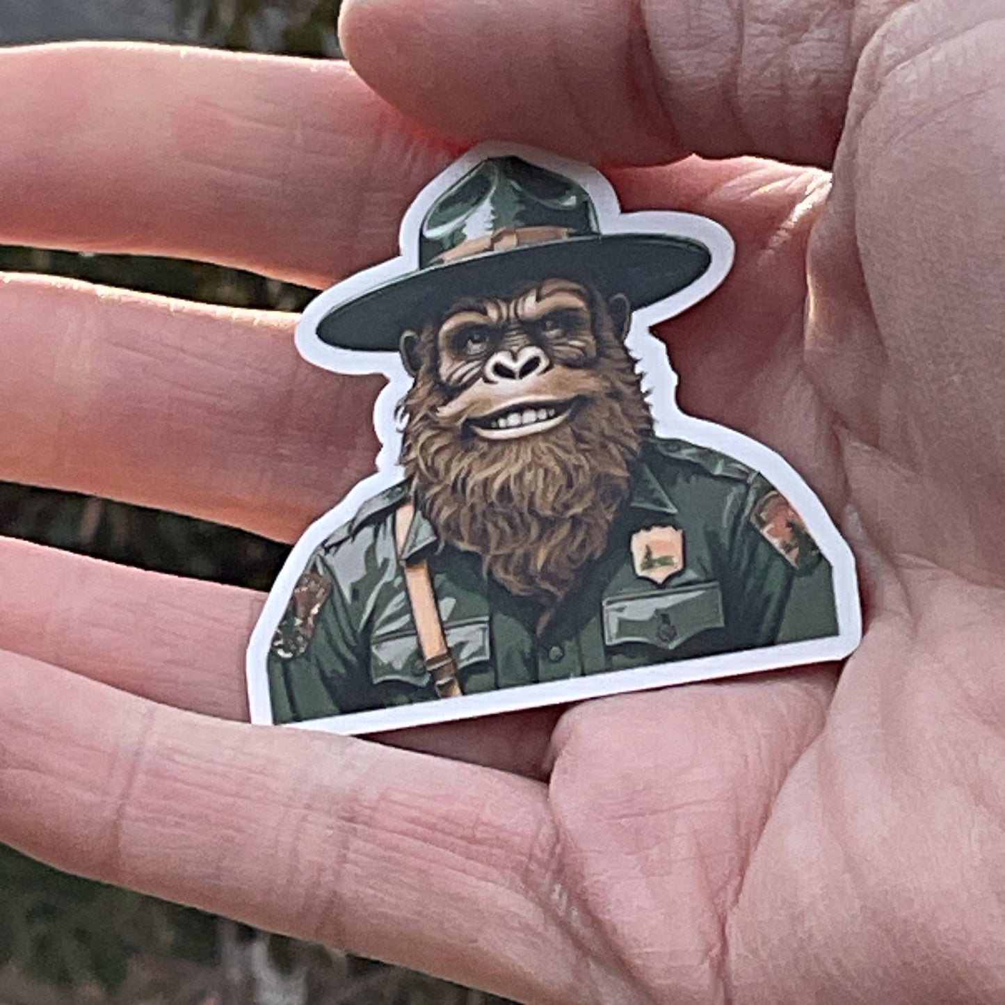 Happy Park Ranger Sasquatch or Bigfoot Vinyl 3" Sticker