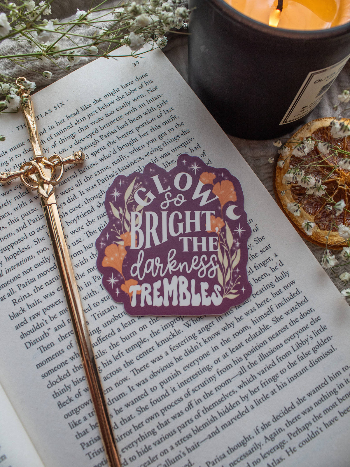 Glow So Bright Bookish Quote Sticker | Everflame