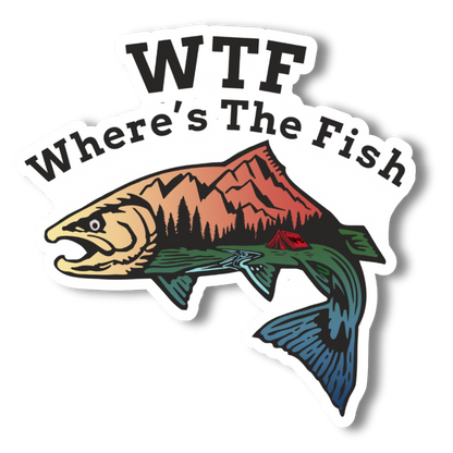 WTF - Where's The Fish, Colorful Fishing Vinyl Sticker