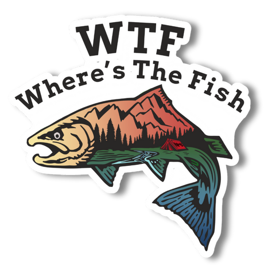 WTF - Where's The Fish, Colorful Fishing Vinyl Sticker