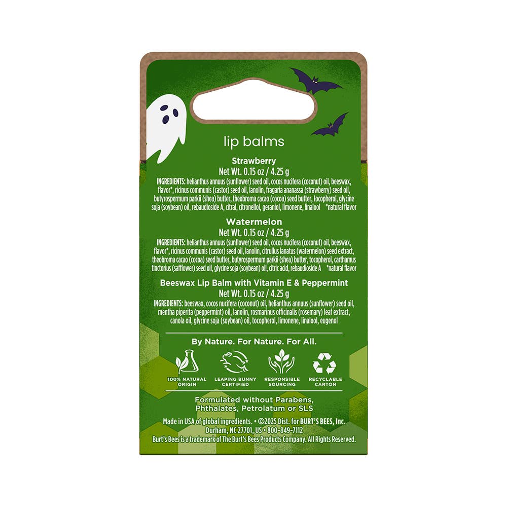 Halloween Assorted Beeswax Lip Balms 3-pack