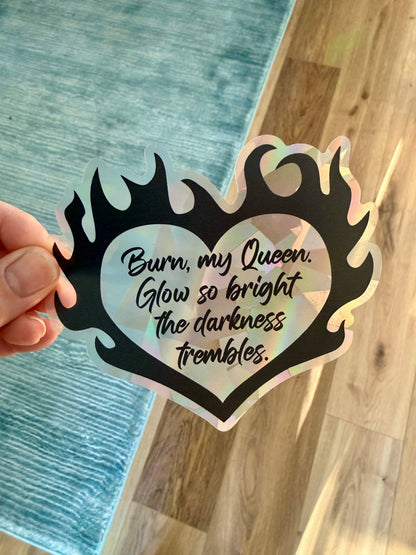 Flaming heart suncatcher decal - The Kindred's Curse Saga