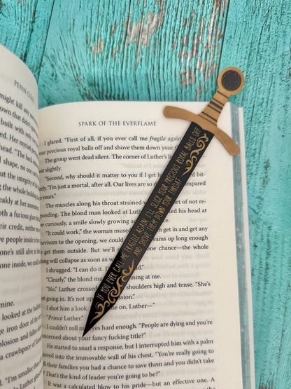 Kindred's Curse Saga "Royal Balls" sword bookmark - licensed