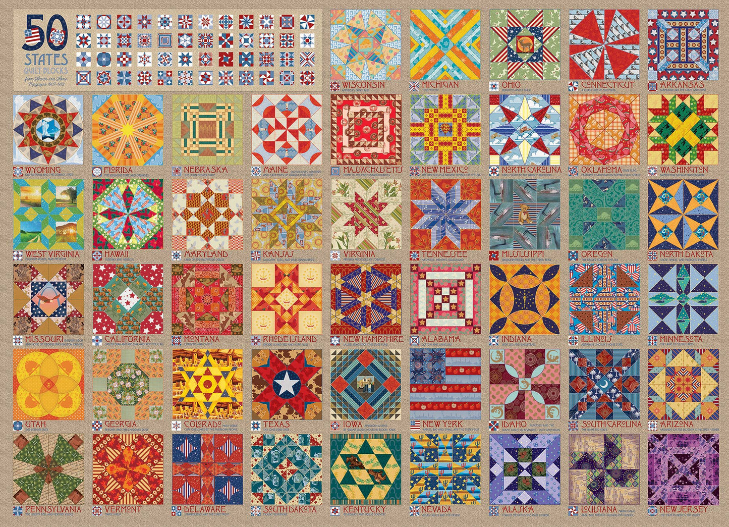 50 States Quilt Blocks 1000-Piece Puzzle