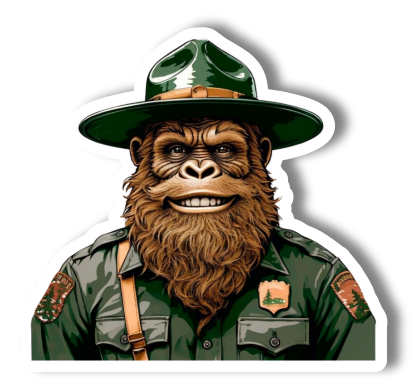 Happy Park Ranger Sasquatch or Bigfoot Vinyl 3" Sticker