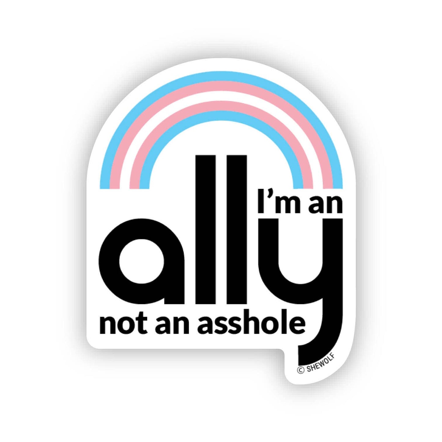 Sticker: I'm an Ally — Support Trans Rights with Pride Flag