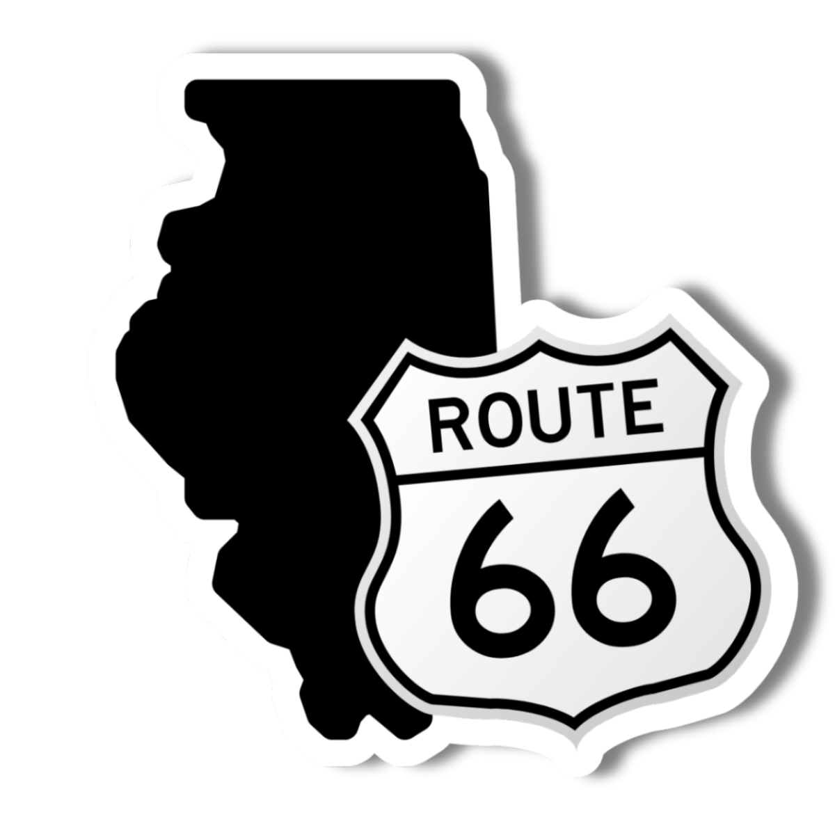 Illinois and Route 66 Highway Sign - 3" Vinyl Sticker