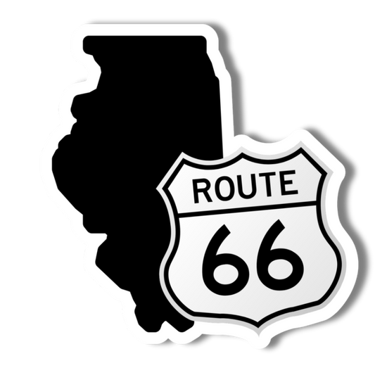 Illinois and Route 66 Highway Sign - 3" Vinyl Sticker