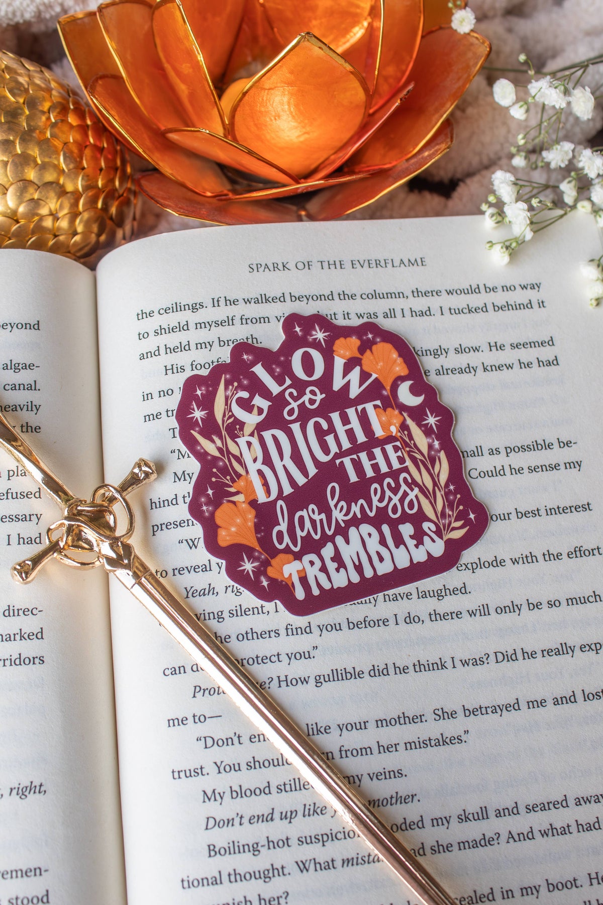 Glow So Bright Bookish Quote Sticker | Everflame