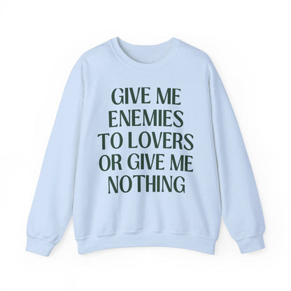 Cute Bookish Sweatshirt: Enemies to Lovers Bookworm Crewneck